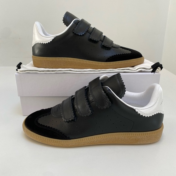 Isabel Marant Beth Sneaker in Black Leather/Gum Sole sz 38 New in Box - Picture 3 of 10